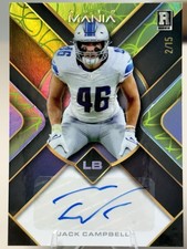 2023 Wild Card Auto Mania Jack Campbell RC Auto 2/15 Rookie Autograph Lions Iowa. rookie card picture