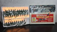 Vintage Sears Reflector Miniature Lights Indoor Outdoor 35  Set White Christmas