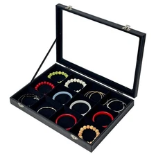 Black 12 Grid Bracelet Organizer Display Box,Earrings or Bracelet Storage Boxes