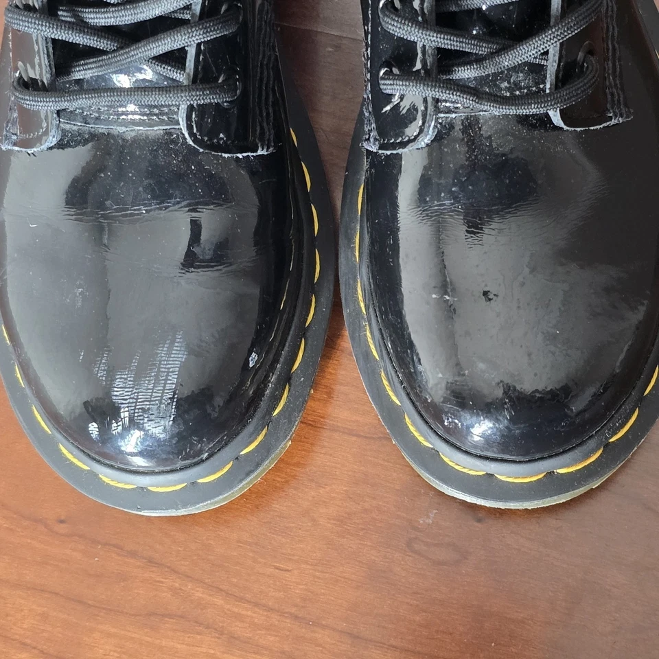 Dr. Martens 1460 Boots Women's 5 Black Glossy Patent Leather Combat Punk - Image 3 of 4