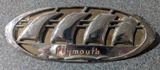 Vtg Metal 1930s Plymouth Ship Trunk Lid Emblem Badge Logo Tag Decal Ornament Tag