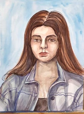 Original Painting Watercolor Ukrainian Woman Girl Art Artist Signed 12×16"