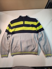 Nautica Boys Striped 1/4 Zip Mock Neck Pullover Sweater Size L 14/16 