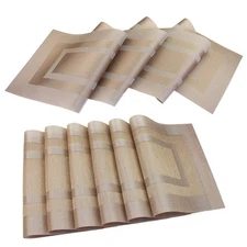 Placemats with Matching Table Runner,Heat Resistant Vinyl Woven Washable Tabl...