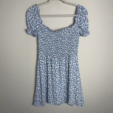 Reformation Orangerie Smocked Mini Dress-Blue White Floral-Small