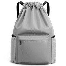 Drawstring Backpack Waterproof Gym String Bag for Women Men, Pull String Spor...