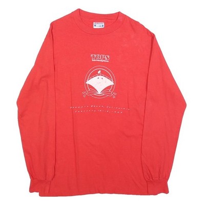 HANES Herren T-Shirt rot Grafik Langarm Rundhals Baumwollmischung M Freizeit