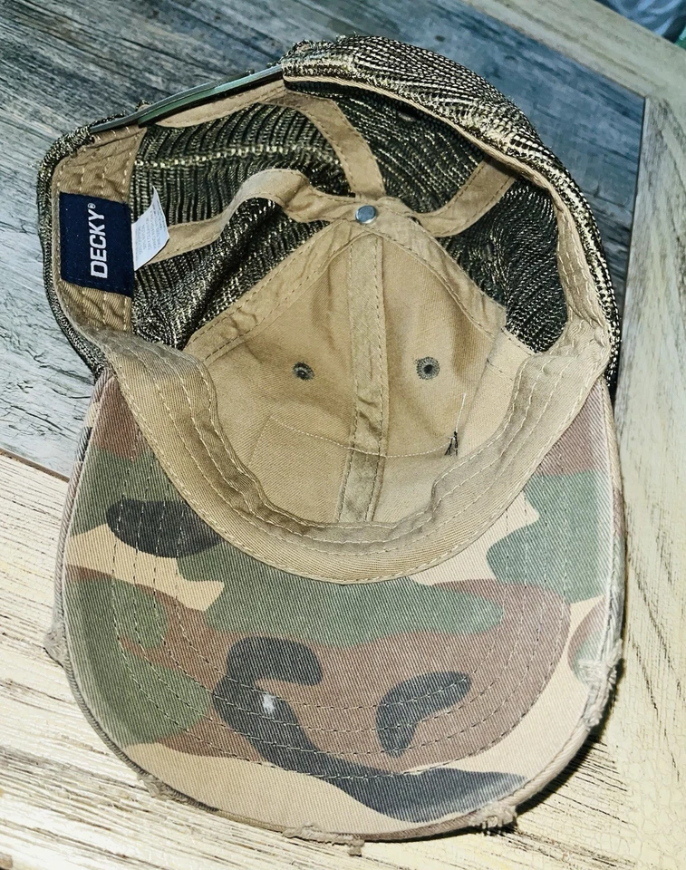 Chase Rice Camo trucker Hat distressed adjustable cap lid - Image 4 of 4