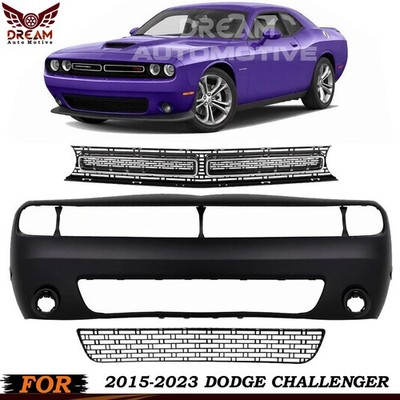 Front Bumper Cover Primed & Grille Assembly Kit For 2015-2023 Dodge Challenger