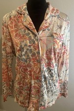 Johnny Was XS Floral Pajama Set Top  Pants Long Sleeve Pink Teal Paisley 2pc