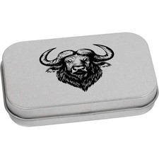'African Buffalo Head' Metal Hinged Tin / Storage Box (TT051433)
