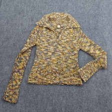 BKE Y2K Chunky Knit Sweater Women Large Brown Marled Collared Wool Long Sleeve