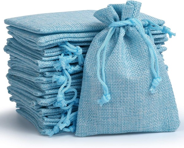 JutesäCkchen Aquamarin 24 StüCk GeschenksäCkchen 10X14 Cm FüR Adventskalender-image