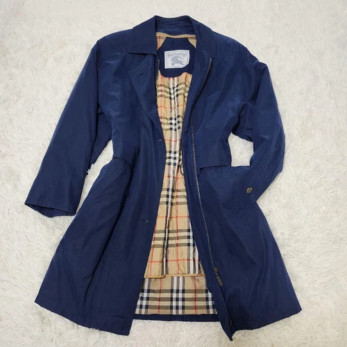 Burberrys Cappotto Vintage Novacheck Con Fodera Navy Uomo #EB ZHA