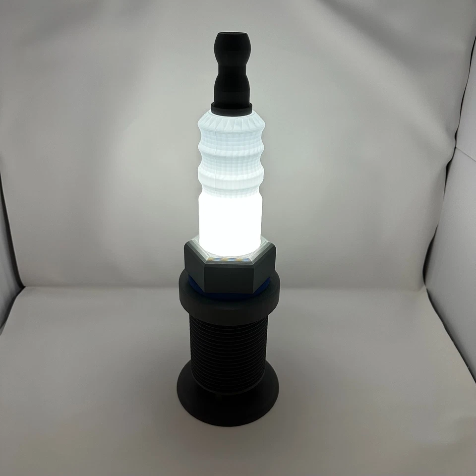 Spark Plug Lamp – Rechargeable RGB Light with Remote –Garage Decor - Image 3 of 4