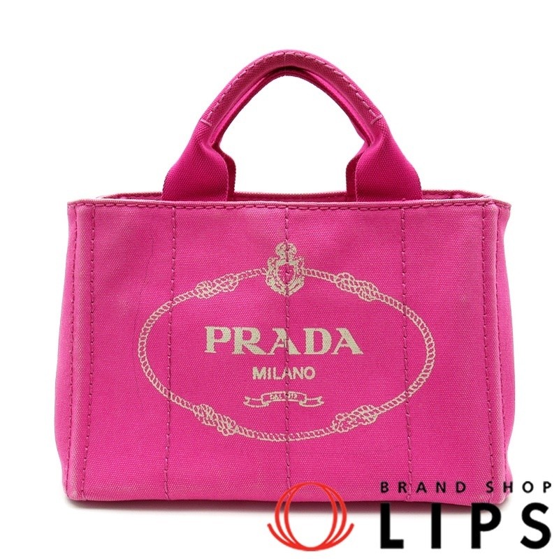 PRADA Canapa Tote TPM BN2439 Canvas Ladies Handbag Pink (FUXIA)  Used from japan