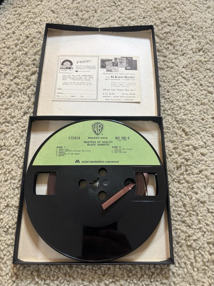Black Sabbath 7" Reel-To-Reel Masters Of Reality WB - 3 ¾ ips Ozzy Osbourne RARE - Imagem 2 de 4