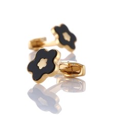 Gold French Shirt cufflinks with Dual Color Floral Business Men's Sleeve Studs