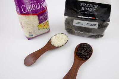 2 Wood Condiment Measuring Spoons Scoops 7'' Long-Flour Sugar Coffee Rice Lentils