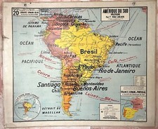 🌎Ancienne carte scolaire Vidal-Lablache 20, T60, 1960 - Amérique du sud