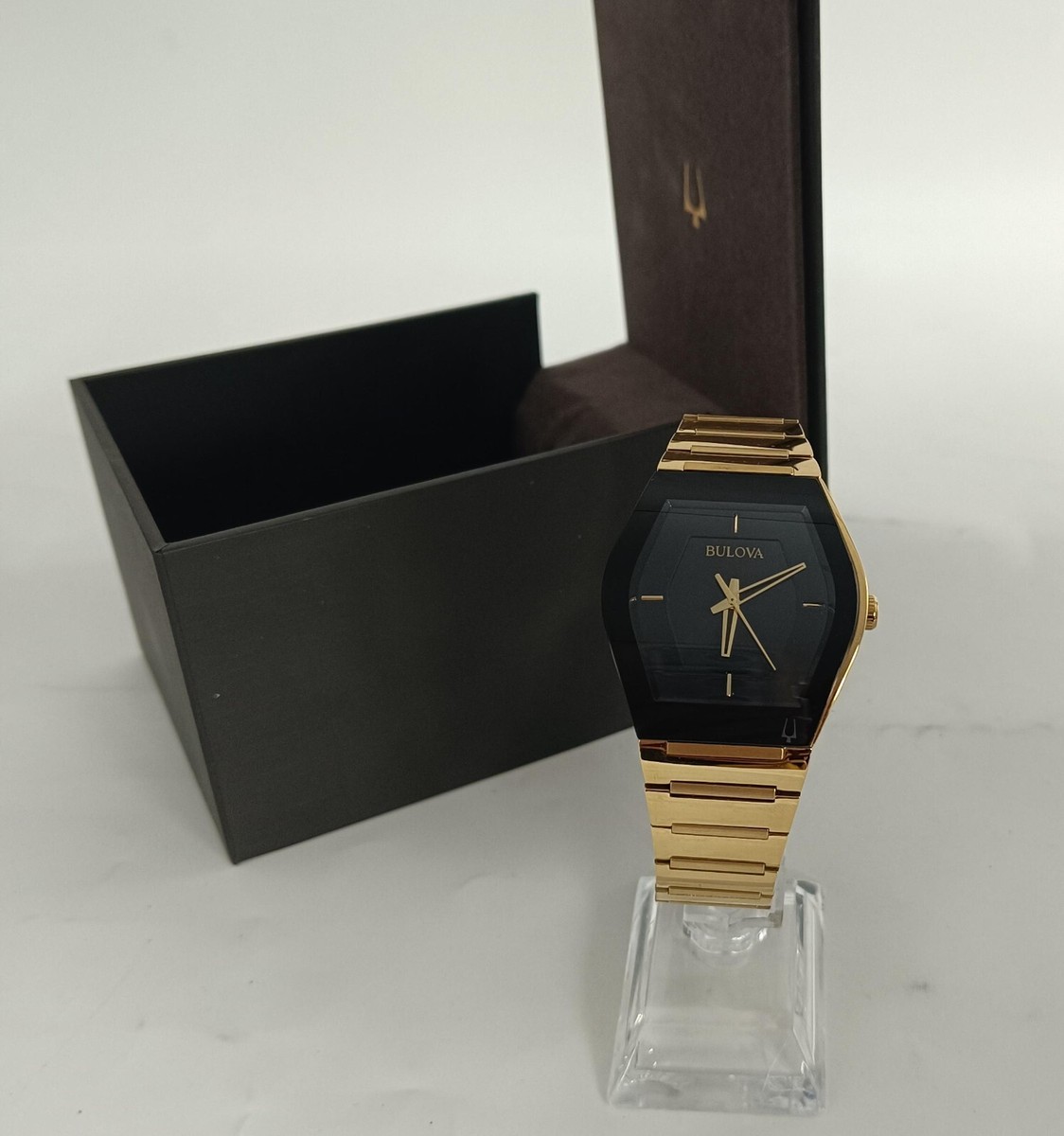 Bulova 97A164 Gemini Men's Wristwatch Black Gold-Tone Stainless