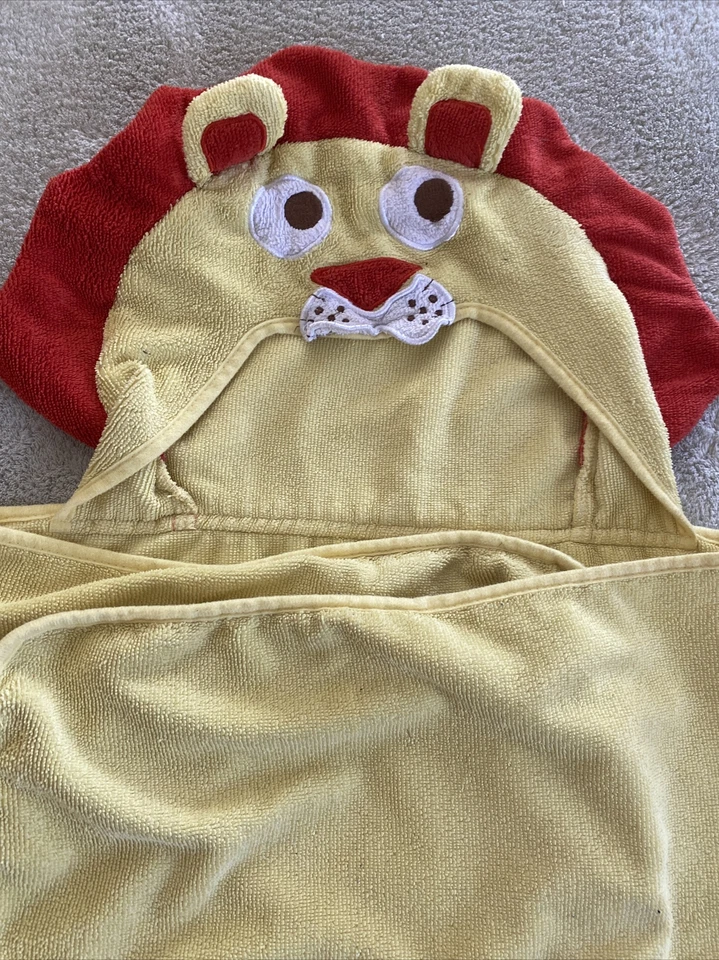 Toalla grande Circo amarillo león melena roja con capucha microfibra baño piscina niño pequeño Foto 2 de 4