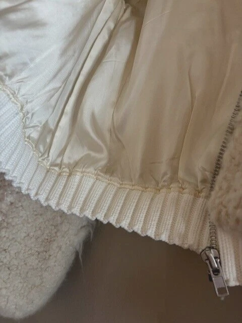 HELMUT LANG Mujer Piel Sintética Bomber Chaqueta con Flecos EE. UU. Talla L Foto 4 de 4