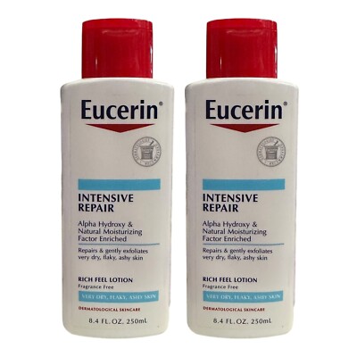 2 Pk Eucerin Intensive Repair Lotion For Dry Flaky Ashy Skin 8.4 oz HTF Version