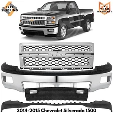 Front Bumper Chrome & Grille Assembly For 2014-2015 Chevrolet Silverado 1500