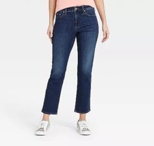 NWT Women's High-Rise Slim Straight Fit Cropped Jeans Universal Thread Dark Wash