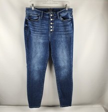 Judy Blue Jeans Womens 15/32 Blue Penelope High Rise Button Fly Skinny 32x27 