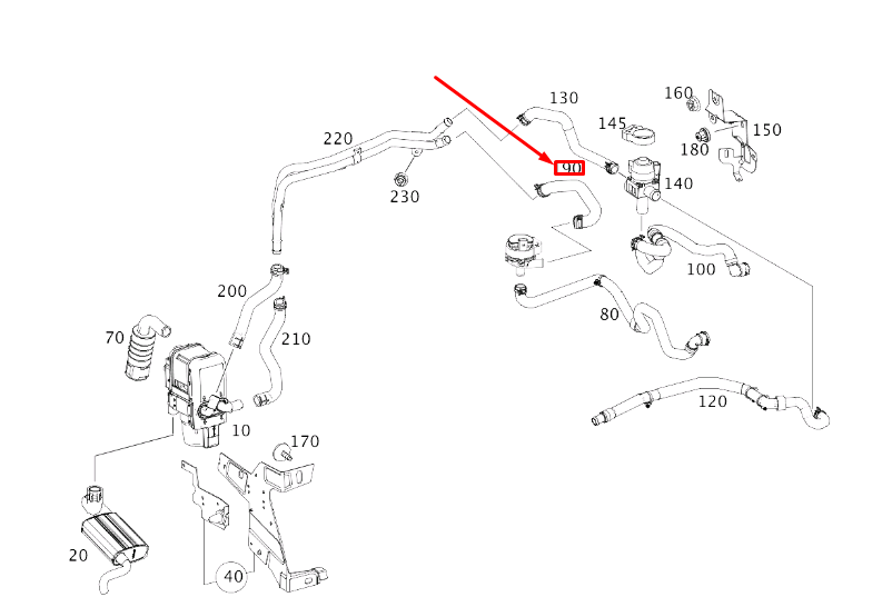 MERCEDES-BENZ CLA C117 Heizwasser-Formschlauch LHD A2465060435