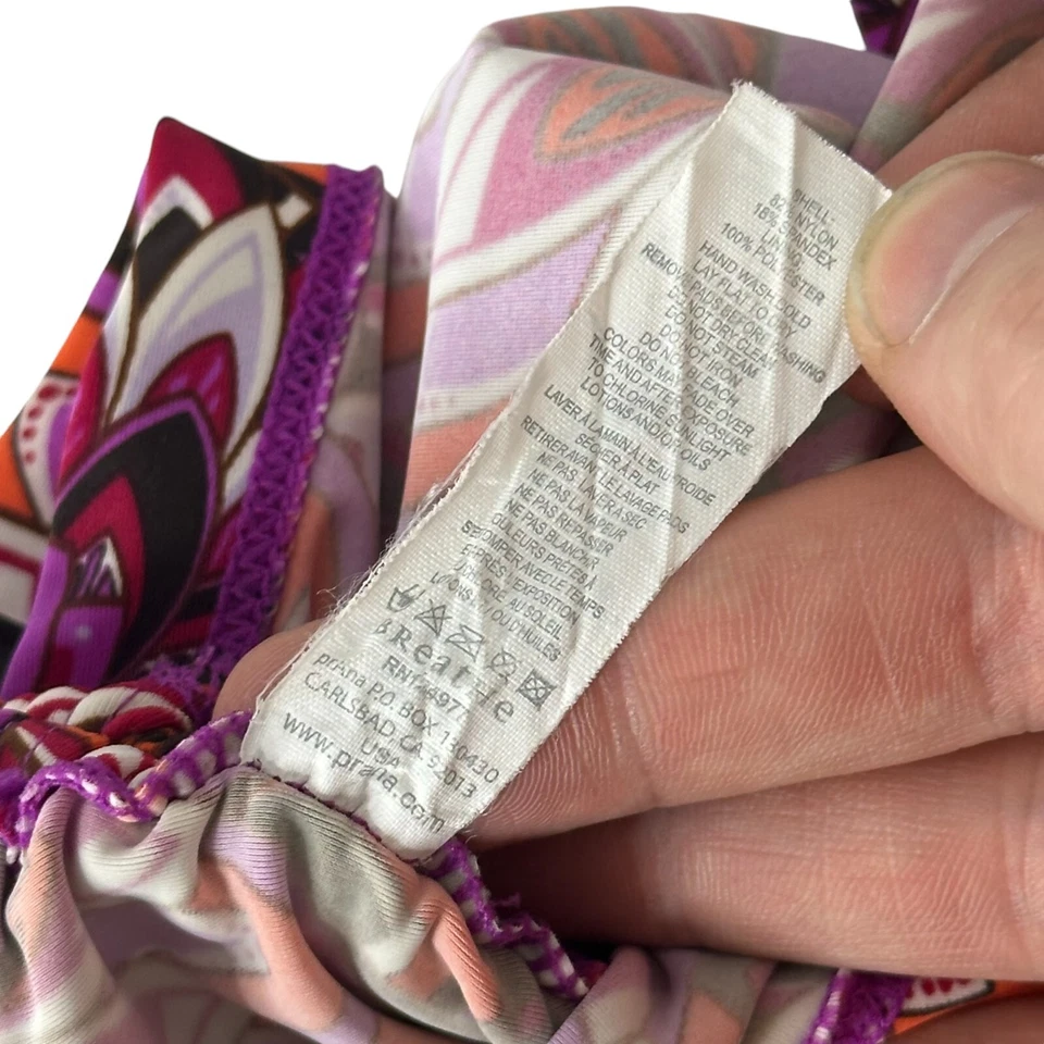 Camiseta sin mangas prAna S rosa púrpura geométrica para mujer traje de baño top tankini ajustable Foto 4 de 4