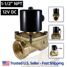 1-1/2" 12V DC Electric Brass Solenoid Valve Water Air Gas 12 VDC - FREE SHIPPING