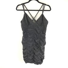 Wild Fable Mini Dress Metallic Ruched Ruffle Sleeveless Stretch Black M