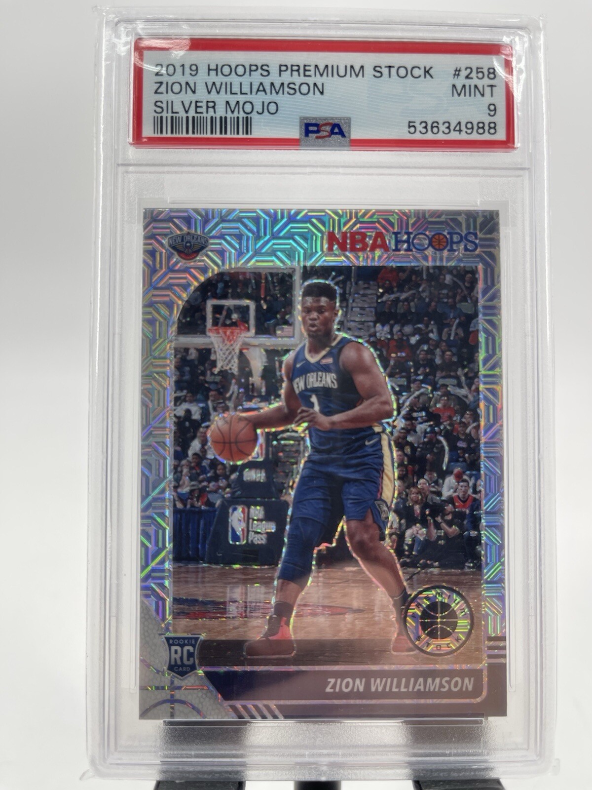 2019 PANINI HOOPS PREMIUM STOCK SILVER MOJO #258 ZION WILLIAMSON ROOKIE RC PSA 9