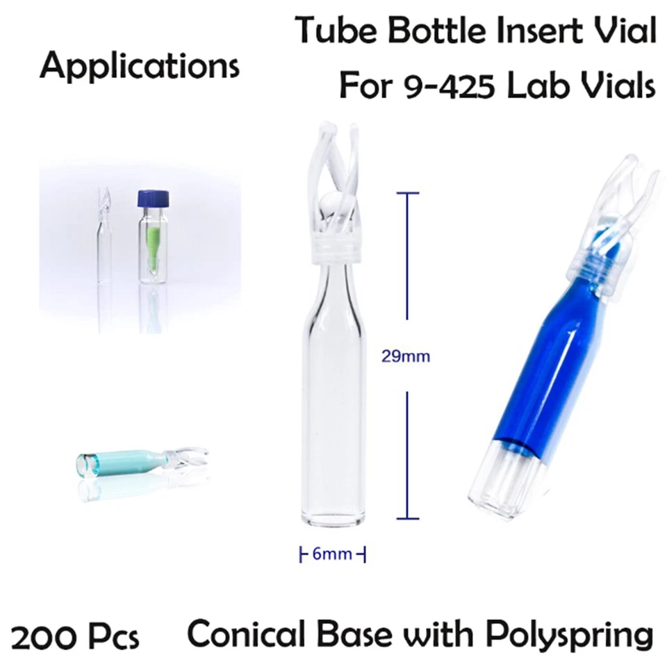 5000pcs 250uL Vial Insert Clear Micro-Insert Glass Polyspring Bottom HPLC LAB GC - Image 4 of 4