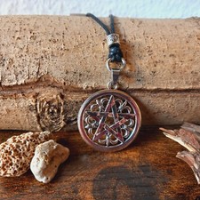 Kette mit Anhänger – Pentagramm / Fleur de Lis – silberfarben (166)