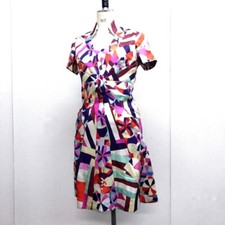 CHANEL P53088 Flower 16C Short sleeves Knee length Dress silk Multicolore 36