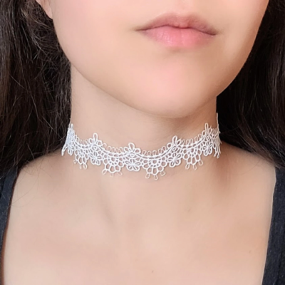 Dainty White Lace Choker Floral Scalloped Victorian Necklace Boho Jewelry |  eBay
