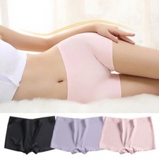 3 or 5 Pack Seamless Ice Silky Boxer Shorts Panties Womens Boy Shorts Underwear