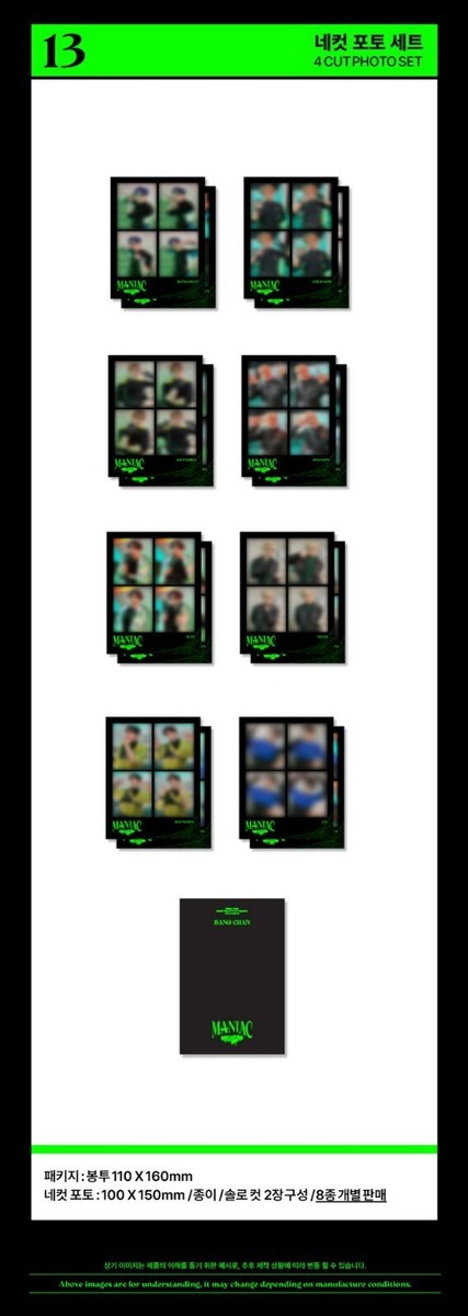 Stray Kids Maniac 4 Cut Photo Set I.N Official Merch 2nd World