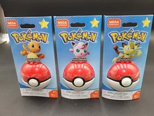 Lot Of 3 NIP Mega Construx Pokmon Poke Balls Charmander,Jigglypuff,Meowth