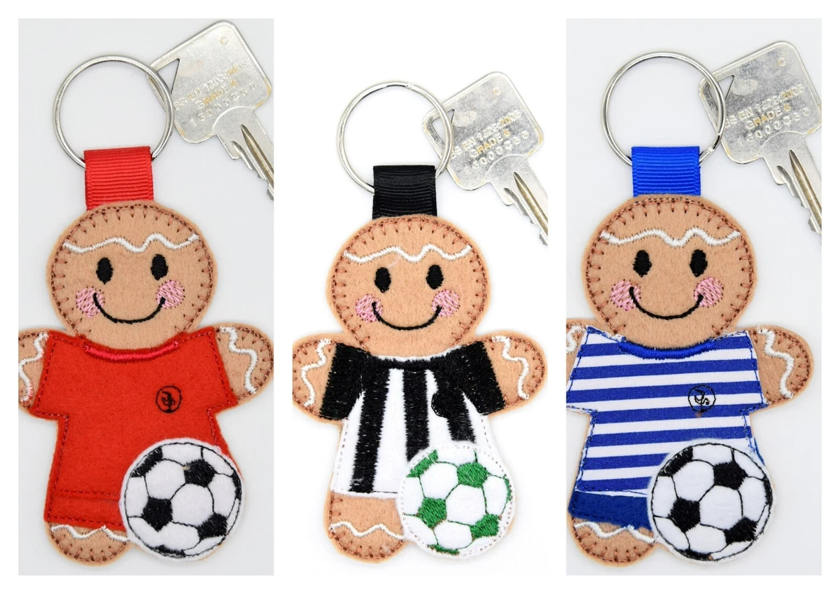 Footballer Wooden Engraved Keyring - Handmade football FATHERS DAY