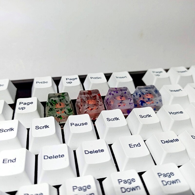 Custom Resin Cherry Clear Sequins Keycaps for Mechanical Keyboards