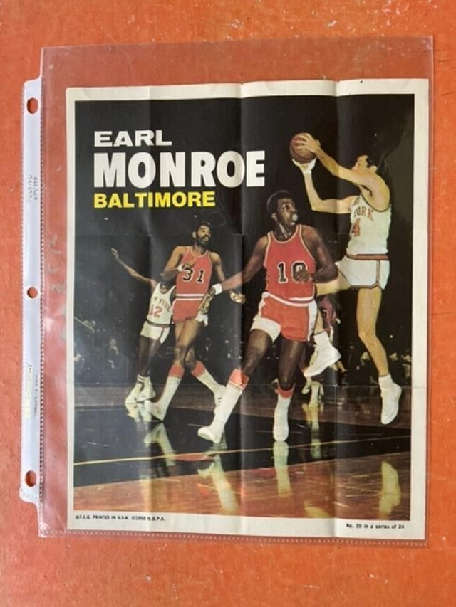 197071 Topps Basketball Poster Insert Earl Monroe 20 HOF EX SHIPS