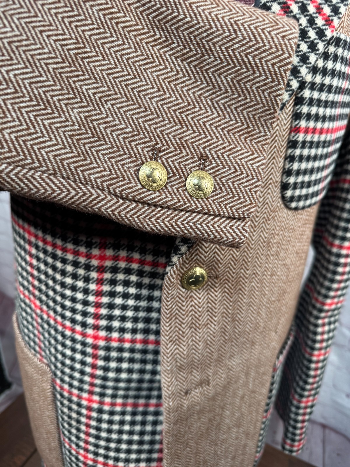 Mens Brown PATCHWORK Herringbone Check BIG & TALL… - image 4