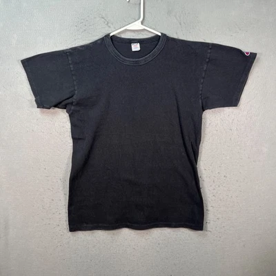 Camiseta negra Champion vintage años 80 grande para hombre 100 % algodón hecha en EE. UU. - Imagen 1 de 4