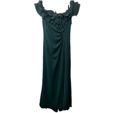 Xscape Women Anya Scuba Crepe Off The Shoulder Chiffon Ruffle Gown Dress Size 12