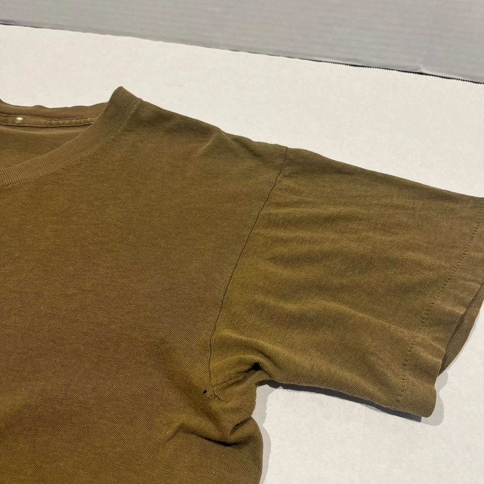 Vtg 80s Paper Thin Thrashed Burnout Blank Brown Distressed T Shirt Large USA - Image 4 of 4